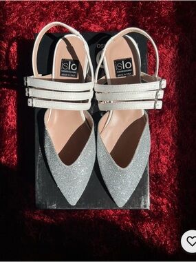 ISABELLA LORUSSO BALLET FLAT BALLERINA SANDAL GLITTER SPARKLING SILVER SIZE 37